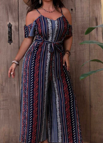 Комбинезон SHEIN комбинезон-брюки абстрактный комбинированный кэжуал полиэстер