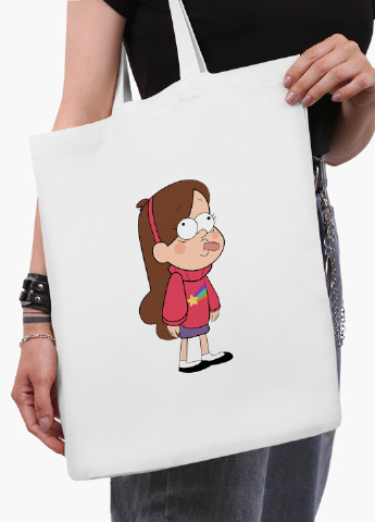 Эко сумка шоппер белая Мейбл Пайнс Гравити Фолз (Mabel Pines Gravity Falls) (9227-2625-WT-2) экосумка шопер 41*35 см MobiPrint (219151239)