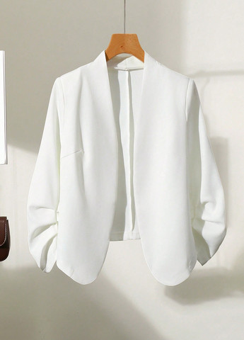 Белый женский жакет SHEIN однотонный - демисезонный