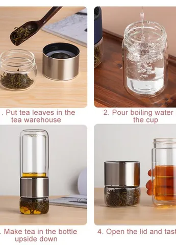 Стеклянная бутылка с двойными стенками для заварки чая Infuser, 400 мл More (253856168)