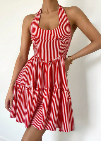 Комбінована кежуал сукня кльош, з відкритою спиною SHEIN в смужку