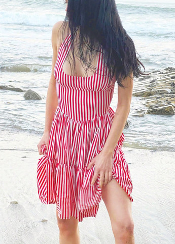 Комбінована кежуал сукня кльош, з відкритою спиною SHEIN в смужку