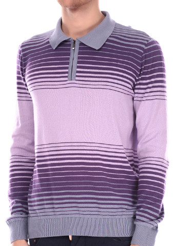 Светло-фиолетовая футболка-поло для мужчин Folgore Milano в полоску