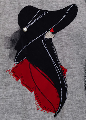 Черный свитшот Nora Kvittin однотонный вышивка, бусины, аппликация, нашивки, сеточка (301079887)