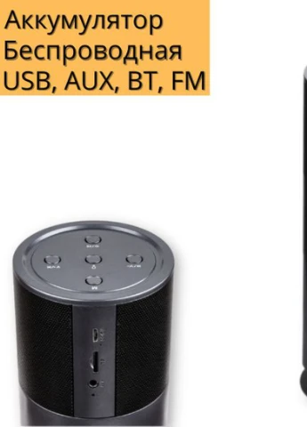 Колонка портативная RB-M46 15Вт USB, AUX, FM, Bluetooth черная (ЦУ-00030850) XPRO (254257046)