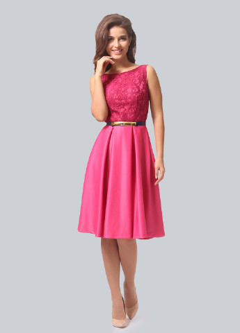 Рожева коктейльна сукня, сукня кльош Agata Webers однотонна