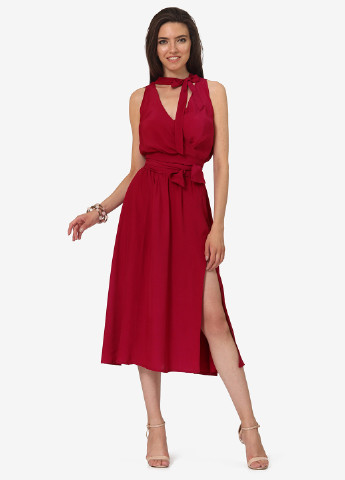 Красное кэжуал платье на запах Lila Kass однотонное