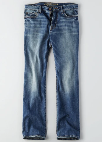 Синие демисезонные прямые джинсы American Eagle