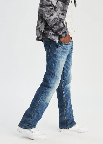 Синие демисезонные прямые джинсы American Eagle