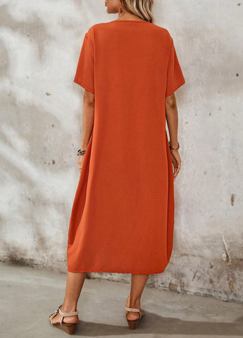 Помаранчева кежуал сукня сукня-футболка SHEIN однотонна