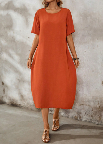 Помаранчева кежуал сукня сукня-футболка SHEIN однотонна