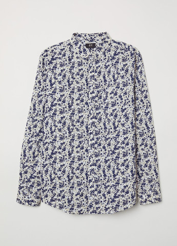 Синяя кэжуал рубашка с абстрактным узором H&M