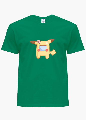 Зелена демісезонна футболка дитяча амонг ас покемон пікачу (among us pokemon pikachu) (9224-2419) MobiPrint