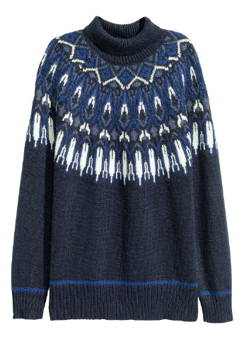 Темно-синий зимний свитер H&M