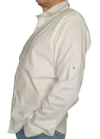 Белая кэжуал рубашка однотонная No Brand