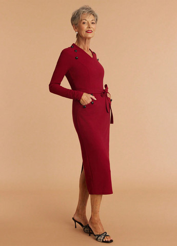 Бордова кежуал сукня футляр SHEIN однотонна