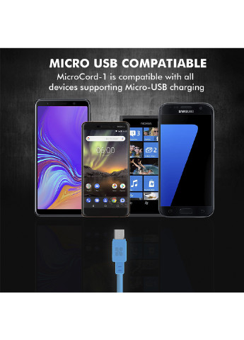 Кабель MicroCord-1 USB - microUSB 1.2 м Blue Promate microcord-1.blue (188706492)