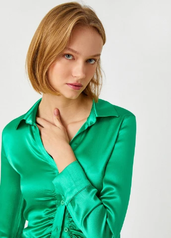 Зеленая кэжуал рубашка однотонная KOTON