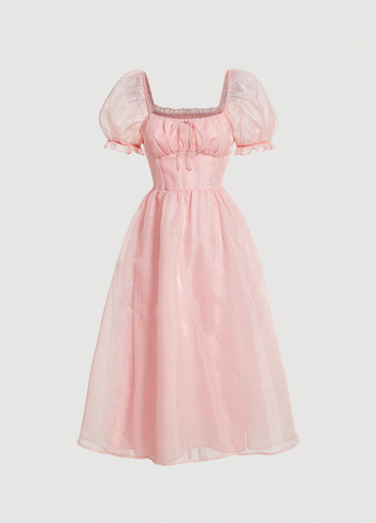 Рожева кежуал сукня кльош SHEIN однотонна