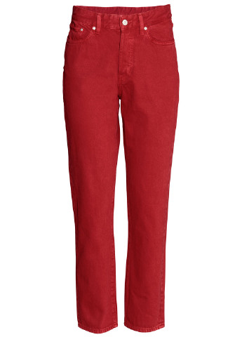 Джинси H&M прямі однотонні червоні джинсові бавовна
