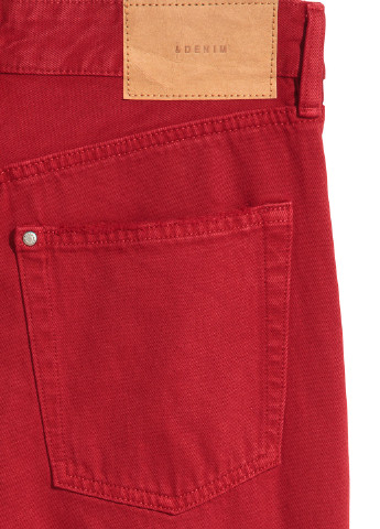 Джинси H&M прямі однотонні червоні джинсові бавовна
