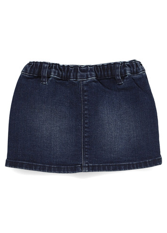 Темно-синяя джинсовая однотонная юбка United Colors of Benetton а-силуэта (трапеция)