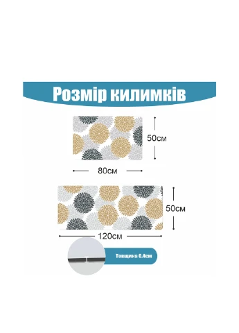 Набор 2 коврика для ванной и кухни Суперпоглощающие 50х80 см + 50х120 Серые/Бежевые Цветы Aquarius Діатомітовий (317399628)