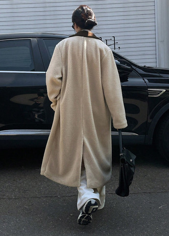 Светло-бежевое зимнее Пальто однобортное SHEIN