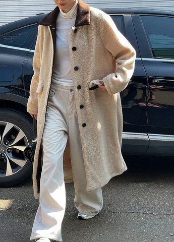 Светло-бежевое зимнее Пальто однобортное SHEIN