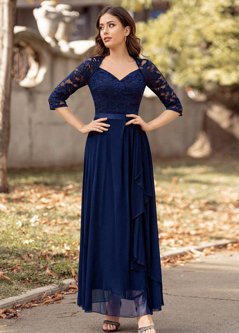 Темно-синя вечірня, кежуал сукня SHEIN однотонна