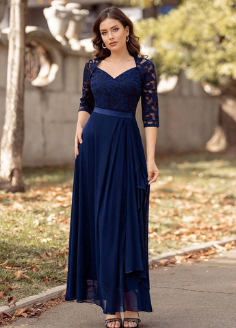 Темно-синя вечірня, кежуал сукня SHEIN однотонна