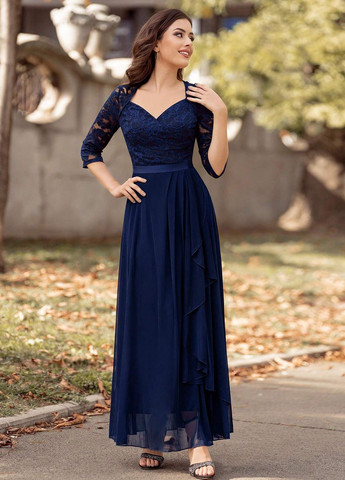 Темно-синя вечірня, кежуал сукня SHEIN однотонна