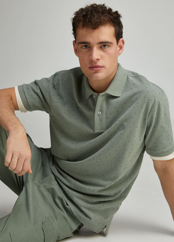 Зеленая футболка-поло для мужчин Springfield в горошек