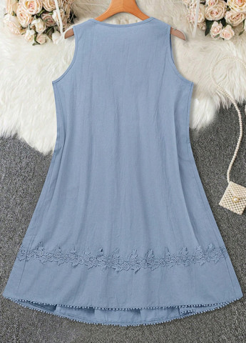 Блакитна кежуал сукня сукня-майка SHEIN однотонна