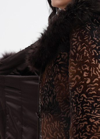 Темно-коричневая демисезонная куртка кожаная Gessada