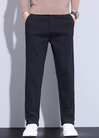 Черные кэжуал демисезонные прямые брюки SHEIN