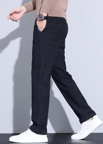 Черные кэжуал демисезонные прямые брюки SHEIN