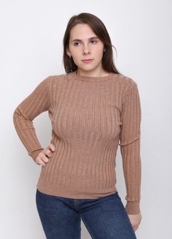 Светло-коричневый демисезонный свитер женский светло-коричневый приталенный лапша JEANSclub Приталенная