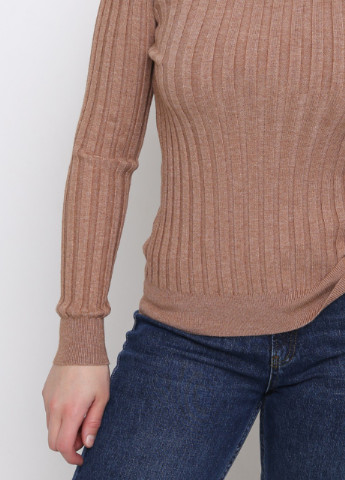 Светло-коричневый демисезонный свитер женский светло-коричневый приталенный лапша JEANSclub Приталенная