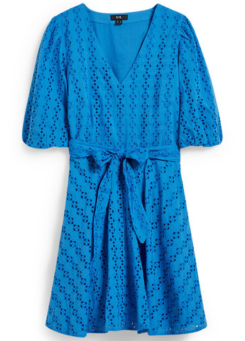 Синее кэжуал платье клеш C&A однотонное