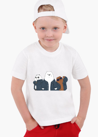 Белая демисезонная футболка детская вся правда о медведях (we bare bears) белый (9224-2895) 164 см MobiPrint
