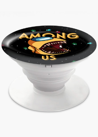 Попсокет (Popsockets) тримач для смартфону Амонг Ас Жовтий (Among Us Yellow) (8754-2409) Чорний MobiPrint (216836475)
