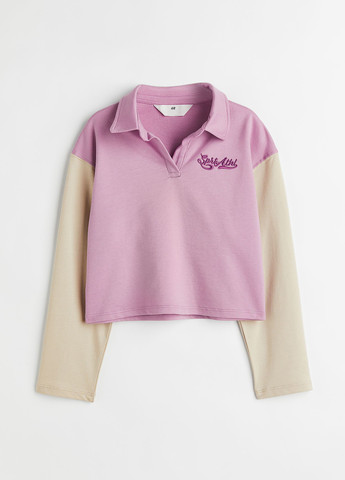 Розово-лиловая футболка поло для девочек H&M колор блок
