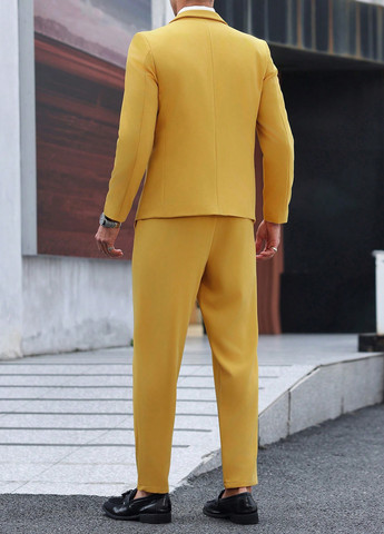 Гірчичний демісезонний костюм (піджак, штани) брючний SHEIN
