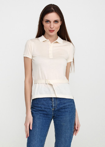 Кремовая женская футболка-поло Ralph Lauren однотонная