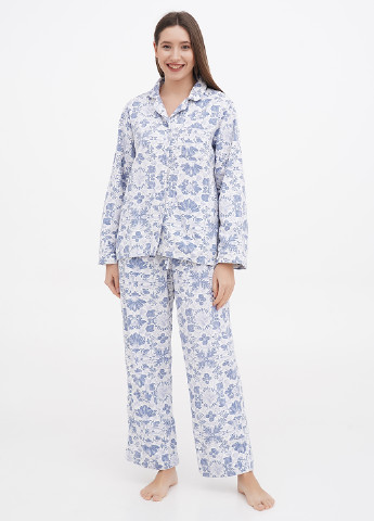 Голубая всесезон пижама (рубашка, брюки) рубашка + брюки Garnet Hill