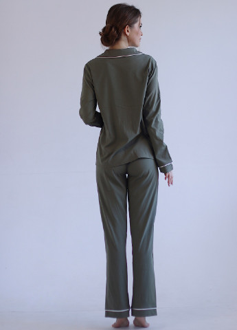 Оливковая (хаки) всесезон пижама (рубашка + брюки) рубашка + брюки GorLin