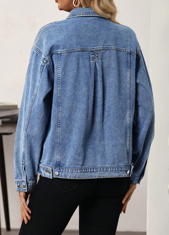 Синяя демисезонная куртка куртка-пиджак SHEIN