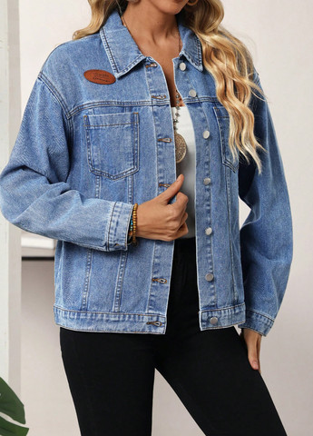 Синяя демисезонная куртка куртка-пиджак SHEIN