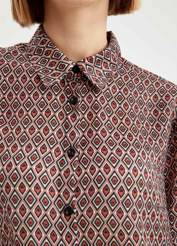 Коричневая кэжуал рубашка с геометрическим узором DeFacto